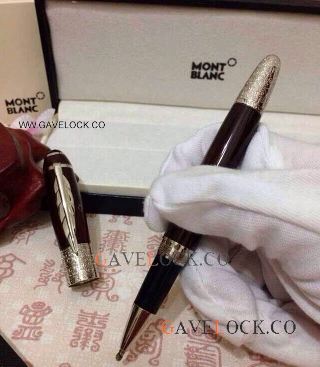 Copy Montblanc Daniel Defoe Red Rollerball Pen w/ Montblanc Rollerball Refill